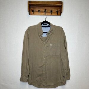 BB Classics‎ Mens Tan Plaid Long Sleeve Button Down Shirt Pure Cotton Size Large